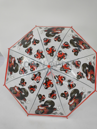 Зонт полуавтомат детский трость, PICCO 064, ручка крюк, 19"(48см)Х8к, ПВХ, (диаметр),  г, , мультики на прозрачном фоне фото детальное