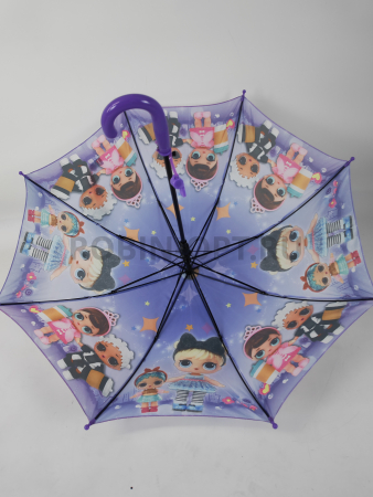 Зонт детский трость PICCO 089, полуавтомат, ручка крюк, пластик, 48 см, полиэстер, 8 спиц, Фибергласс, куклы лол фото детальное