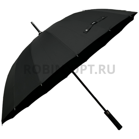 Зонт полуавтомат мужской трость, ROBIN 1520, прямая ручка , 25"(63.5см)Х16к, эпонж 210т, (диаметр),  г, , черный фото детальное