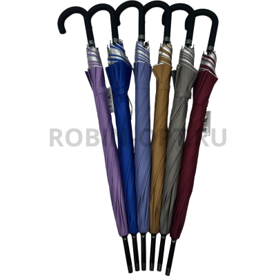 Зонт полуавтомат универсальный трость, FIABA 1002, ручка крюк, 23"(58.5см)Х8к, пленка, (диаметр),  г, , двухсторонний фото анонса