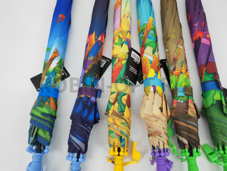 Зонт полуавтомат детский трость, PICCO 092, ручка крюк, 19"(48см)Х8к, полиэстер, (диаметр),  г, , динозавры фото детальное