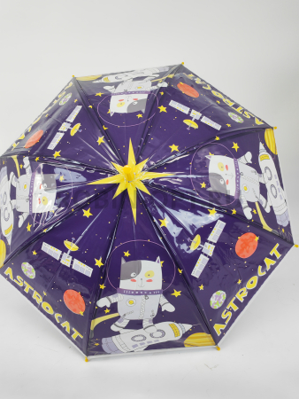 Зонт полуавтомат детский трость, PICCO 070, ручка крюк, 19"(48см)Х8к, ПВХ, (диаметр),  г, , детские рисунки фото детальное