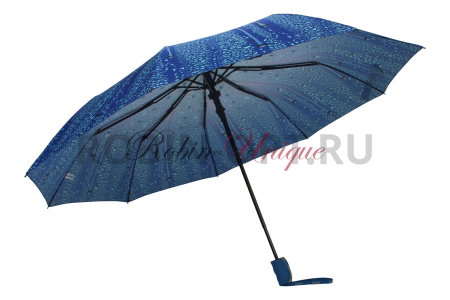 Зонт автомат женский 3 сл., ROBIN 3309, прямая ручка , 23"(58.5см)Х9к, эпонж, (диаметр),  г, , капельки фото детальное