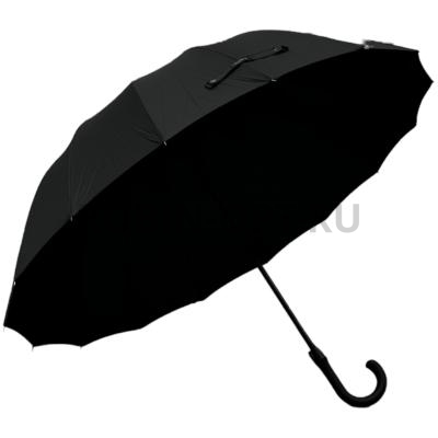 Зонт полуавтомат мужской трость, ROBIN 1722, ручка крюк, 27"(68см)Х16к, эпонж 210т, (диаметр),  г, , черный фото анонса