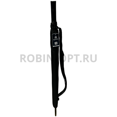 Зонт полуавтомат мужской трость, ROBIN 1520, прямая ручка , 25"(63.5см)Х16к, эпонж 210т, (диаметр),  г, , черный фото детальное