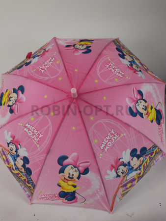 Зонт полуавтомат детский трость, PICCO 084, ручка крюк, 19"(48см)Х8к, полиэстер, (диаметр),  г, , микки маус фото детальное