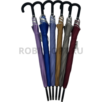 Зонт полуавтомат универсальный трость, FIABA 1002, ручка крюк, 23"(58.5см)Х8к, пленка, (диаметр),  г, , двухсторонний фото анонса