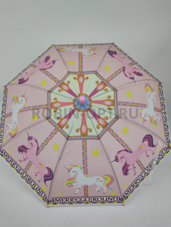 Зонт полуавтомат детский трость, PICCO 070, ручка крюк, 19"(48см)Х8к, ПВХ, (диаметр),  г, , детские рисунки фото детальное