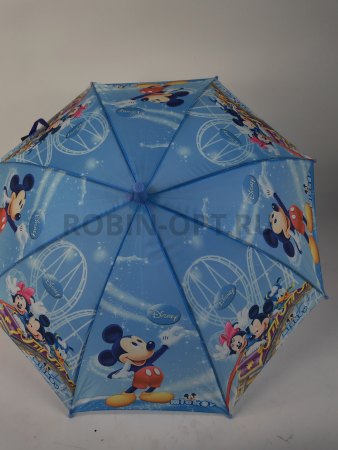 Зонт полуавтомат детский трость, PICCO 084, ручка крюк, 19"(48см)Х8к, полиэстер, (диаметр),  г, , микки маус фото детальное