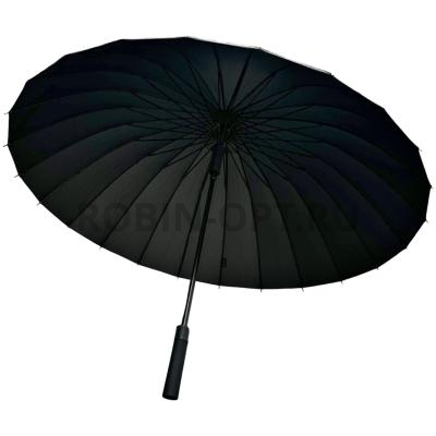 Зонт полуавтомат мужской трость, ROBIN 1721, прямая ручка , 27"(68см)Х24к, эпонж 210т, (диаметр),  г, , черный фото анонса
