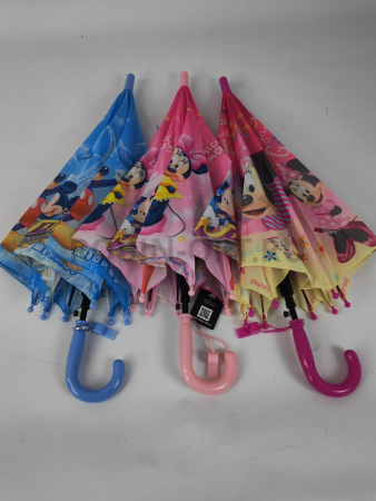 Зонт полуавтомат детский трость, PICCO 084, ручка крюк, 19"(48см)Х8к, полиэстер, (диаметр),  г, , микки маус фото детальное