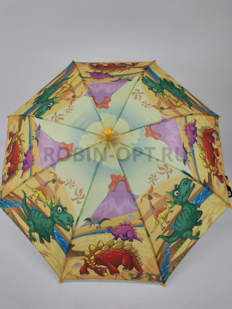 Зонт полуавтомат детский трость, PICCO 092, ручка крюк, 19"(48см)Х8к, полиэстер, (диаметр),  г, , динозавры фото детальное