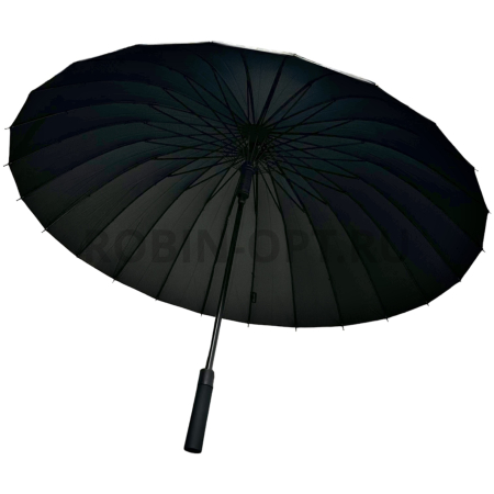 Зонт полуавтомат мужской трость, ROBIN 1521, прямая ручка , 25"(63.5см)Х24к, эпонж 210т, (диаметр),  г, , черный фото детальное