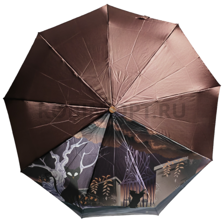 Зонт автомат женский 3 сл., ROBIN 3338, прямая ручка , 23"(58.5см)Х9к, сатин, 100 см(диаметр), 450 г, 6 рассцветка, кошки фото детальное