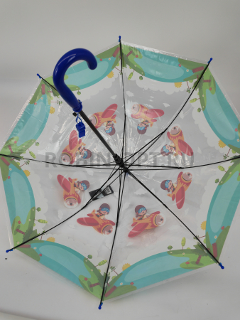 Зонт полуавтомат детский трость, PICCO 064, ручка крюк, 19"(48см)Х8к, ПВХ, (диаметр),  г, , мультики на прозрачном фоне фото детальное