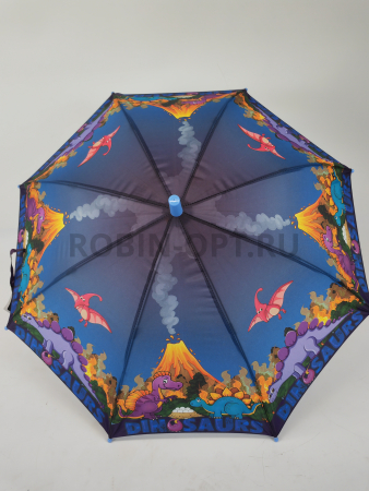 Зонт полуавтомат детский трость, PICCO 092, ручка крюк, 19"(48см)Х8к, полиэстер, (диаметр),  г, , динозавры фото детальное
