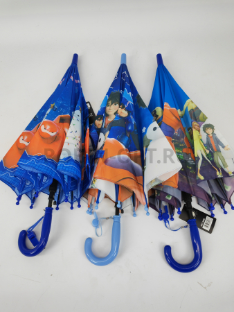 Зонт полуавтомат детский трость, PICCO 080, ручка крюк, 19"(48см)Х8к, полиэстер, (диаметр),  г, , big hero фото детальное