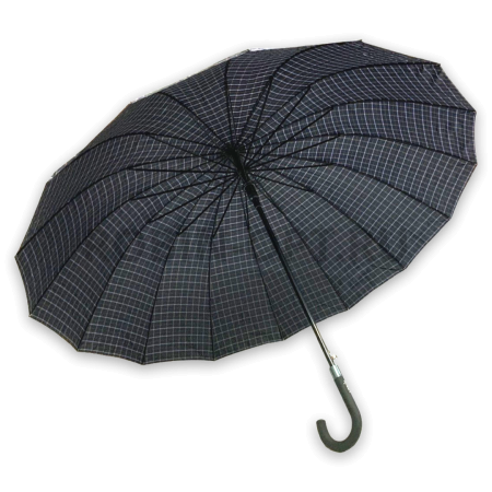 Зонт полуавтомат мужской трость, ROBIN 3001, ручка крюк, 27"(68см)Х16к, полиэстер, (диаметр),  г, , клетка фото детальное