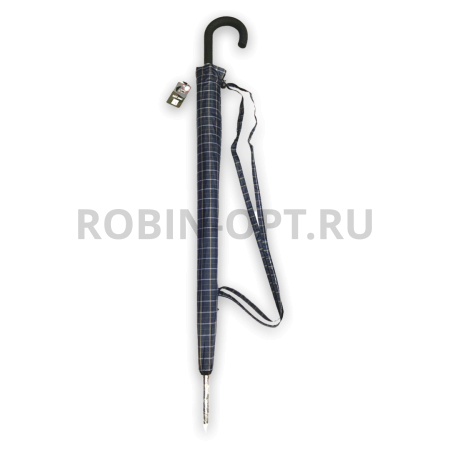 Зонт полуавтомат мужской трость, ROBIN 3001, ручка крюк, 27"(68см)Х16к, полиэстер, (диаметр),  г, , клетка фото детальное