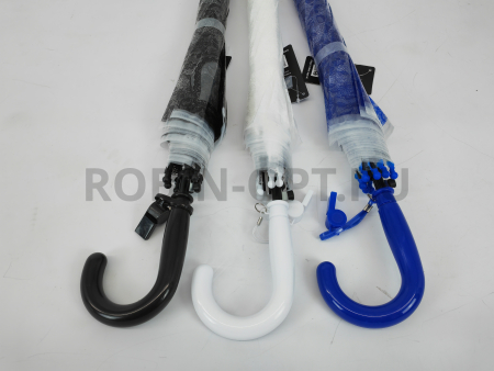 Зонт полуавтомат детский трость, PICCO 061, ручка крюк, 19"(48см)Х8к, ПВХ, (диаметр),  г, , прозрачный с узором фото детальное