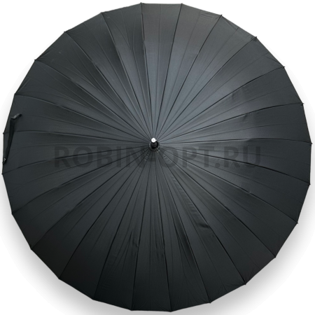 Зонт полуавтомат мужской трость, ROBIN 1523, ручка крюк, 25"(63.5см)Х24к, эпонж 210т, (диаметр),  г, , черный фото детальное
