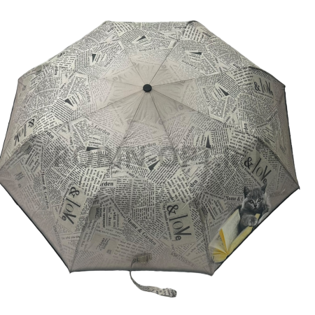 Зонт автомат женский 3 сл., DINIYA 192, прямая ручка , 23"(58.5см)Х8к, эпонж, (диаметр),  г, , Газета фото детальное