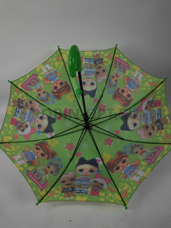 Зонт детский трость PICCO 089, полуавтомат, ручка крюк, пластик, 48 см, полиэстер, 8 спиц, Фибергласс, куклы лол фото детальное