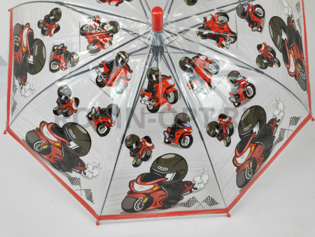 Зонт полуавтомат детский трость, PICCO 064, ручка крюк, 19"(48см)Х8к, ПВХ, (диаметр),  г, , мультики на прозрачном фоне фото детальное