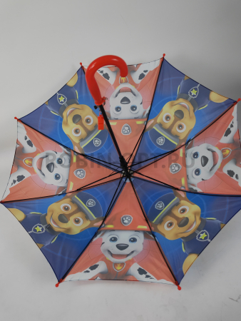 Зонт детский трость PICCO 075, полуавтомат, ручка крюк, пластик, 48 см, полиэстер, 8 спиц, Фибергласс, щенячий патруль фото детальное