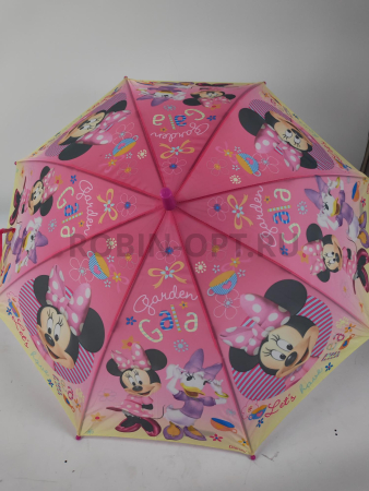 Зонт полуавтомат детский трость, PICCO 084, ручка крюк, 19"(48см)Х8к, полиэстер, (диаметр),  г, , микки маус фото детальное