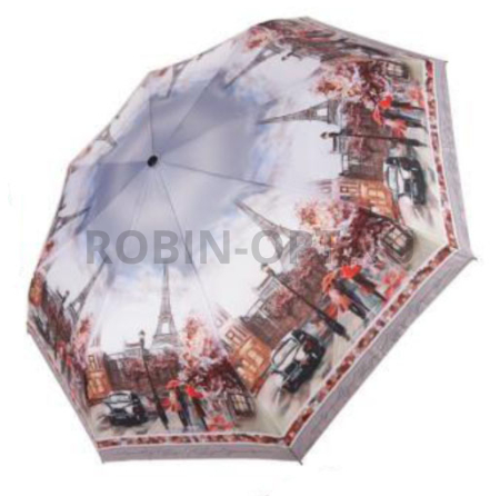 Зонт автомат женский 3 сл., Три слона L3887-E, прямая ручка , 21.6"(55см)Х8к, полиэстер, (диаметр),  г, , узоры фото детальное