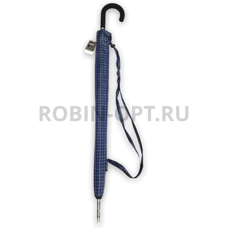 Зонт полуавтомат мужской трость, ROBIN 3001, ручка крюк, 27"(68см)Х16к, полиэстер, (диаметр),  г, , клетка фото детальное