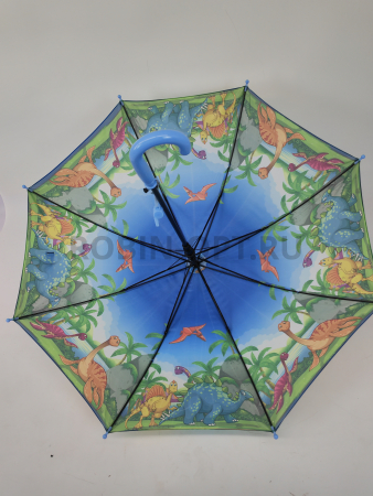Зонт полуавтомат детский трость, PICCO 092, ручка крюк, 19"(48см)Х8к, полиэстер, (диаметр),  г, , динозавры фото детальное