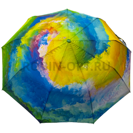 Зонт автомат женский 3 сл., Quality umbrella 2042, прямая ручка , 23"(58.5см)Х9к, эпонж, (диаметр),  г, , краски фото детальное