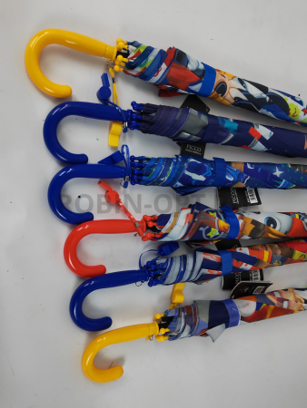 Зонт детский трость PICCO 075, полуавтомат, ручка крюк, пластик, 48 см, полиэстер, 8 спиц, Фибергласс, щенячий патруль фото детальное