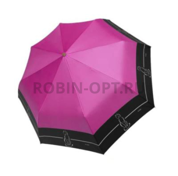 Зонт автомат женский 3 сл., Три слона L3842-A, прямая ручка , 23"(58.5см)Х8к, эпонж, (диаметр),  г, , однотонный с каймой фото анонса