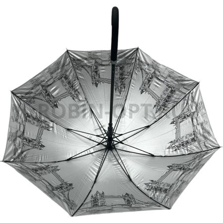 Зонт полуавтомат универсальный трость, FIABA 1002, ручка крюк, 23"(58.5см)Х8к, пленка, (диаметр),  г, , двухсторонний фото детальное
