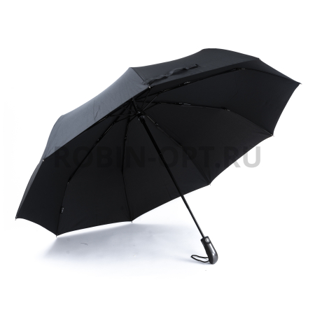 Зонт автомат мужской 3 сл., ROBIN 802, прямая длинная ручка , 27"(68см)Х9к, эпонж, 115 см(диаметр), 607 г, 1 рассцветка, черный фото детальное