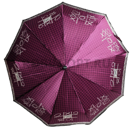 Зонт автомат женский 3 сл., ROBIN 3360, прямая ручка , 23"(58.5см)Х9к, сатин, 100 см(диаметр), 448 г, 6 рассцветка, крестики-нолик фото детальное