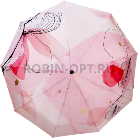 Зонт автомат женский 3 сл., ROBIN 3327, прямая ручка , 23"(58.5см)Х9к, эпонж 210т, 100 см(диаметр), 438 г, 6 рассцветка, абстракци фото детальное