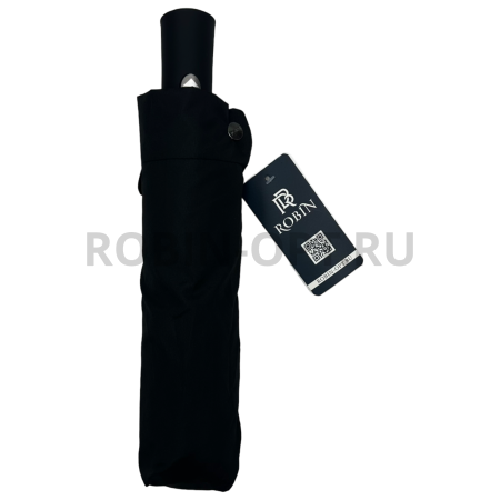 Зонт автомат мужской 3 сл., ROBIN 413, прямая ручка , 23"(58.5см)Х12к, эпонж 210т, 103 см(диаметр), 482 г, 1 рассцветка, черный фото детальное