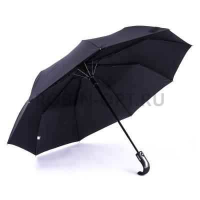 Зонт автомат мужской 3 сл., River 8404, ручка полкрюк, 23"(58.5см)Х9к, полиэстер, (диаметр),  г, , черный фото анонса