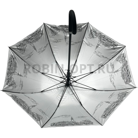 Зонт полуавтомат универсальный трость, FIABA 1002, ручка крюк, 23"(58.5см)Х8к, пленка, (диаметр),  г, , двухсторонний фото детальное