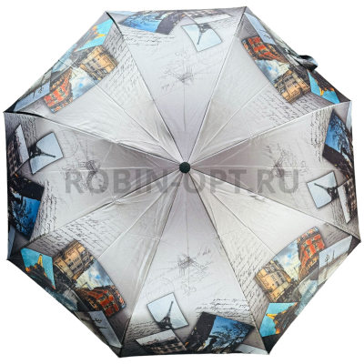 Зонт автомат женский 3 сл., DINIYA 208, прямая ручка , 23"(58.5см)Х9к, сатин, (диаметр),  г, , город фото анонса