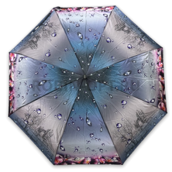 Зонт автомат женский 4 сл., DINIYA 165, прямая ручка , 20.8"(53см)Х8к, эпонж, (диаметр),  г, , цветы фото анонса