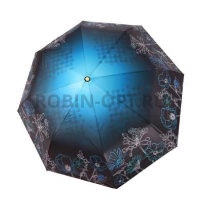 Зонт полный автомат женский 3 сл., Три слона L3823-A, прямая ручка , 23"(58.5см)Х8к, эпонж, (диаметр),  г, , цветы фото анонса