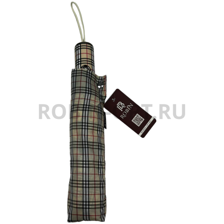 Зонт автомат женский 3 сл., ROBIN 3362, прямая ручка , 23"(58.5см)Х9к, эпонж 210т, 101 см(диаметр), 439 г, 3 рассцветка, клетка фото детальное