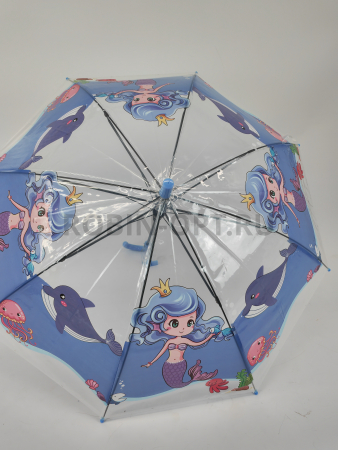 Зонт полуавтомат детский трость, PICCO 069, ручка крюк, 19"(48см)Х8к, ПВХ, (диаметр),  г, , мультики на прозрачном фоне фото детальное