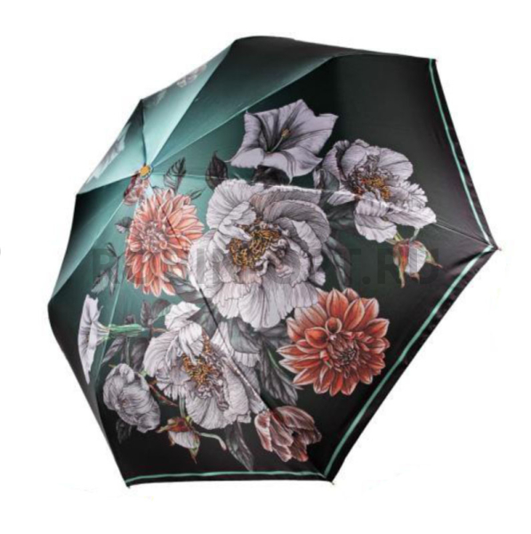 Зонт автомат женский 3 сл., Три слона L3825-P, прямая ручка , 23"(58.5см)Х8к, полиэстер, (диаметр),  г, , цветы фото детальное