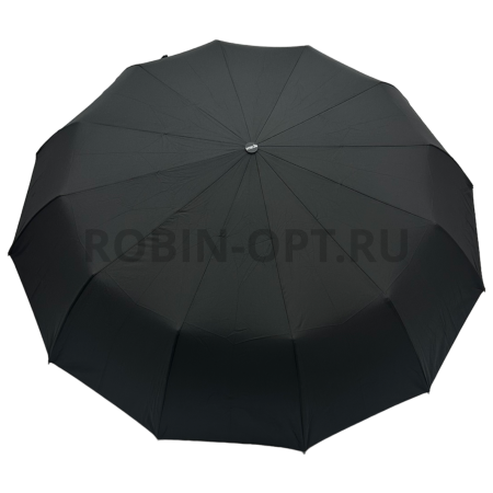 Зонт автомат мужской 3 сл., ROBIN 413, прямая ручка , 23"(58.5см)Х12к, эпонж 210т, 103 см(диаметр), 482 г, 1 рассцветка, черный фото детальное